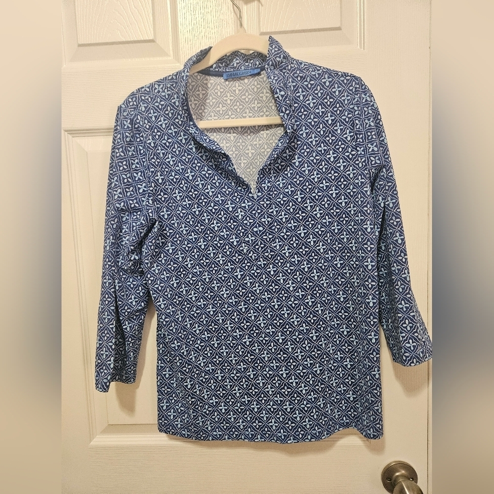 J. McLaughlin Durham 3/4 Sleeve Blouse L